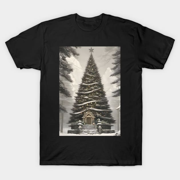 elf house xmas tree T-Shirt by Tree Tees